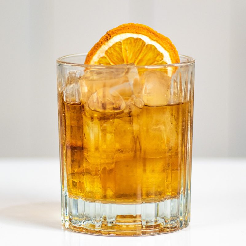 An Old Fashioned cocktail.
