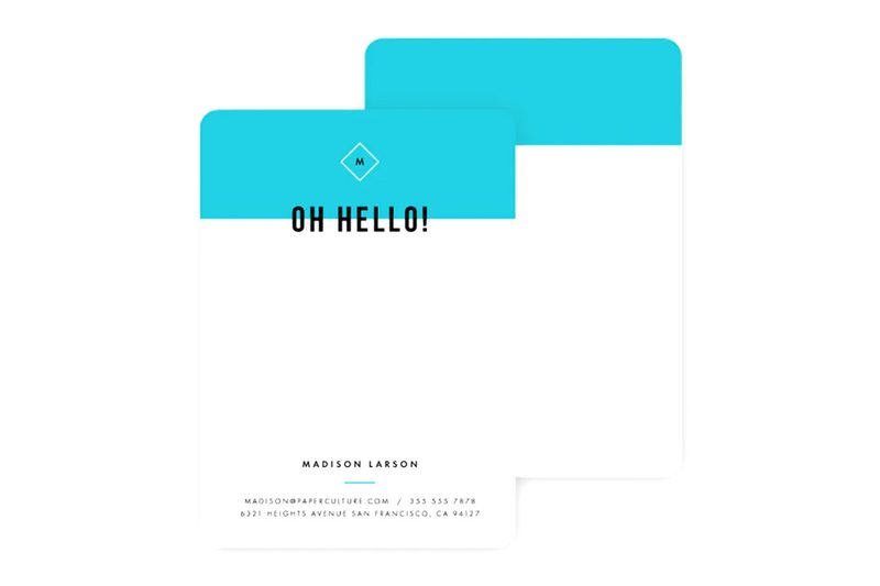 The front and back view of the Paper Culture Color Block Stationary.
