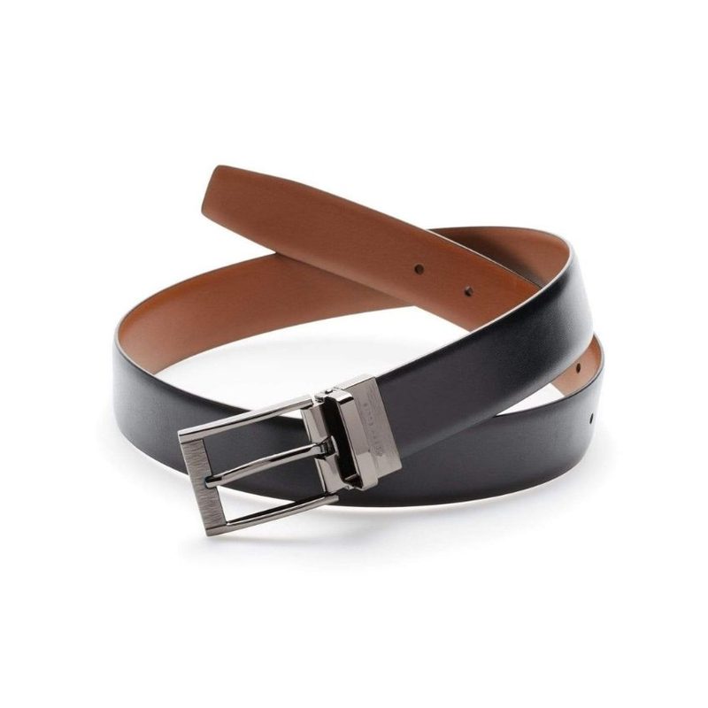 Reversible Scratch Leather Belt on a white backdrop.