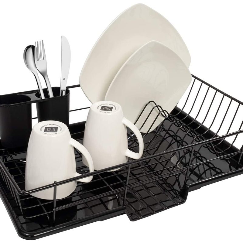 Sweet Home Collection 3 Piece Dish Drainer Drain Board and Utensil Holder