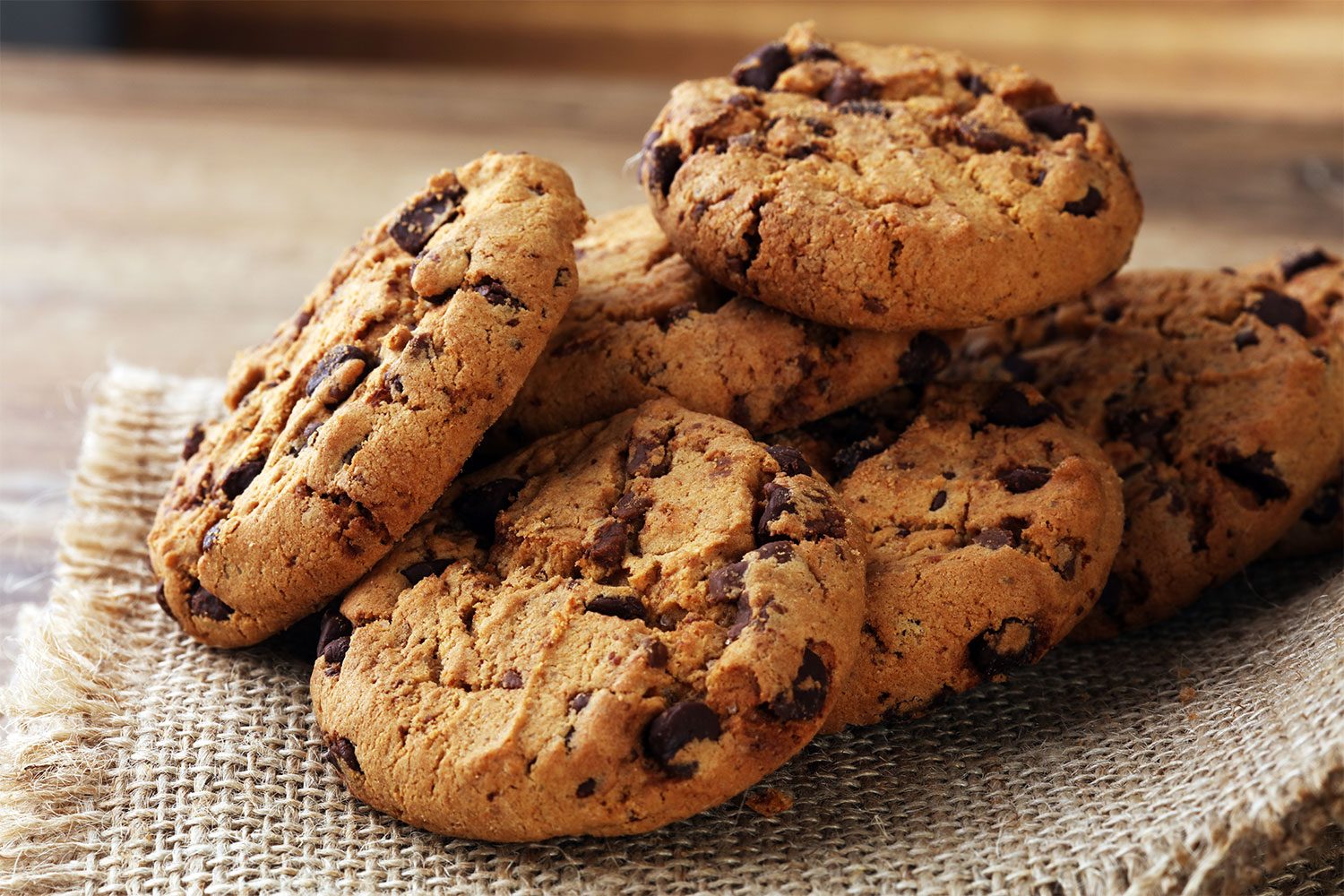 A close-up of cookies on a piece of cloth.