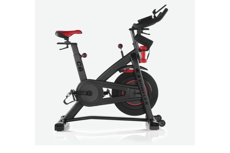 Black and red Bowflex C6 Bike on a white backdrop.