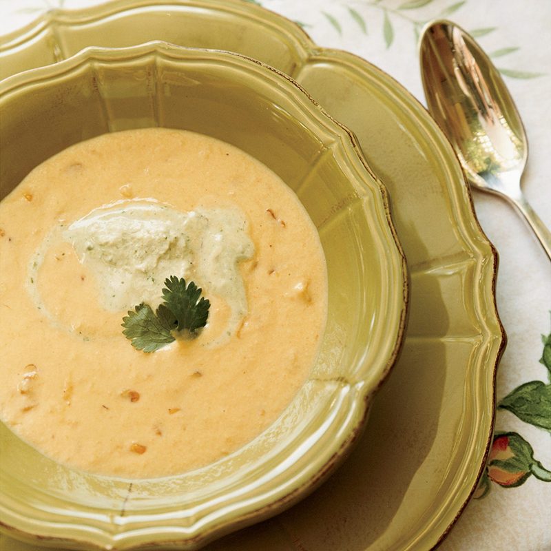 Corn chowder with jalapeno cream