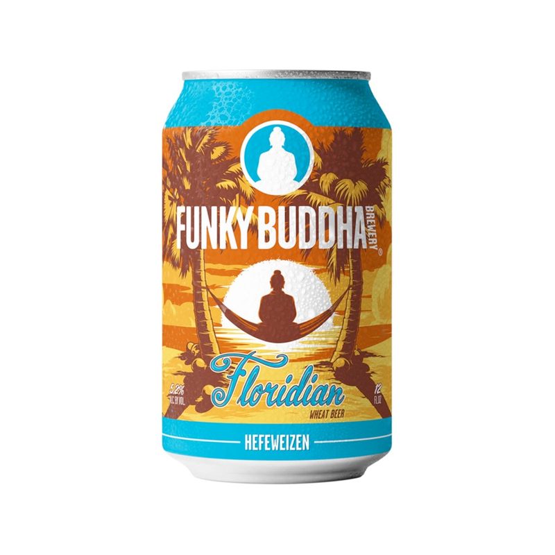A can of Funky Buddha Floridian Wheat on white background.