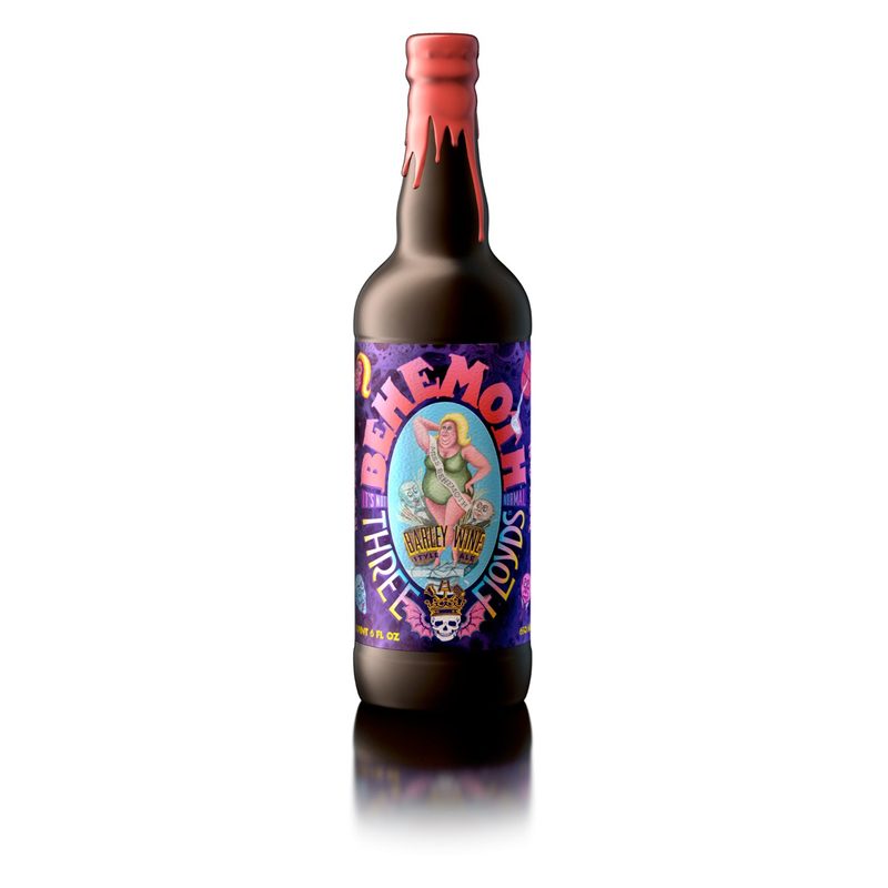 A can of Three Floyds Behemoth Barleywine on white background.