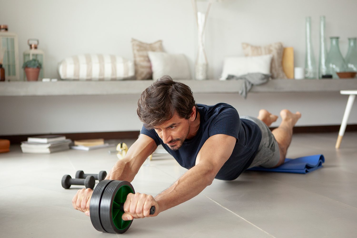 Man using an ab roller
