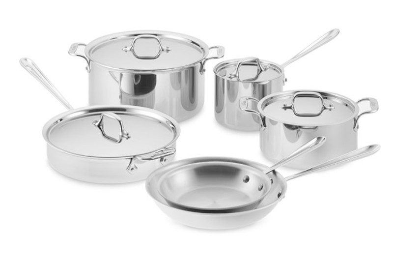 All-Clad Stainless-Steel 10-Piece Cookware Set.