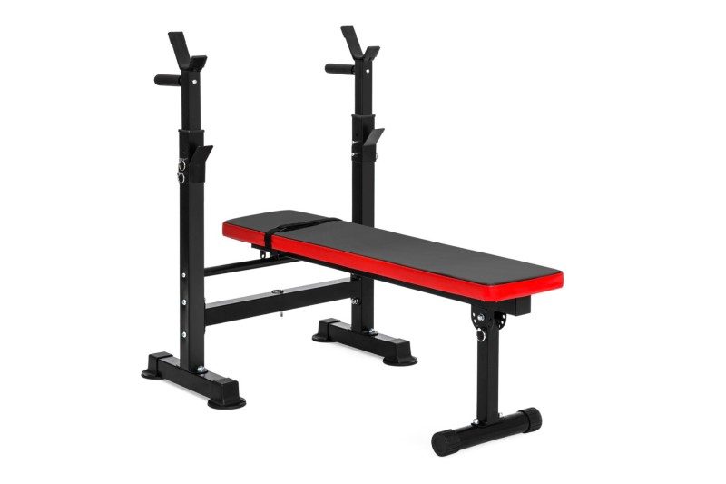 Best Choice Products Adjustable Folding Fitness Barbell Rack and Weight Bench on a white background.