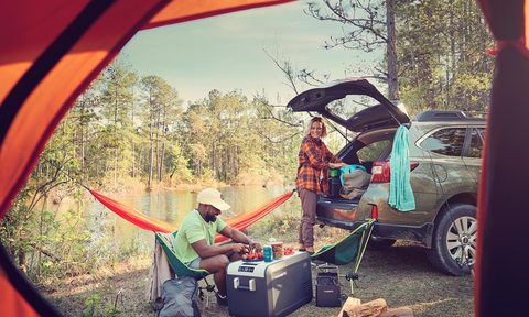 A couple car camping