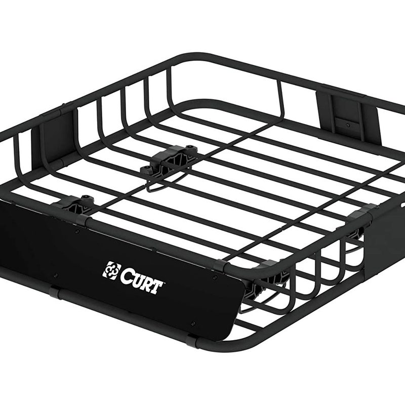 Curt Universal Steel Roof Rack Cargo Basket on a white background.