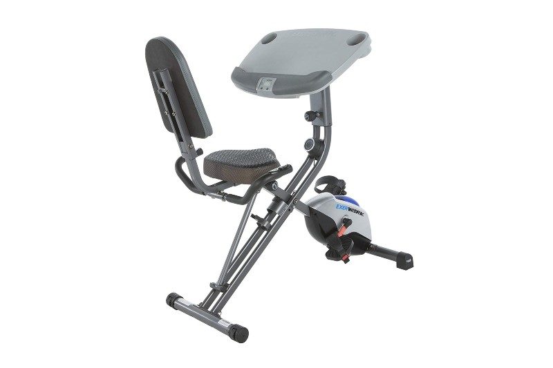 Silver Exerpeutic ExerWorK 1000 Desk Station on a white backdrop.