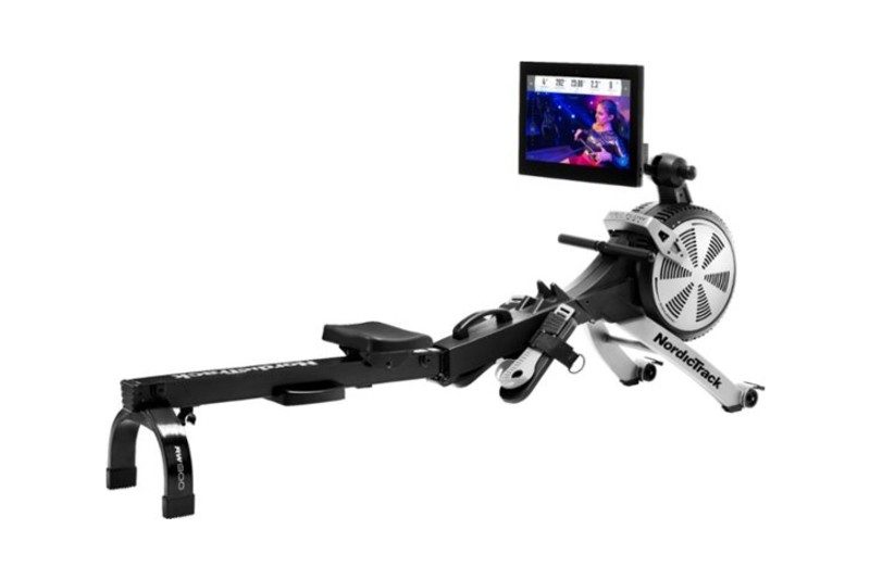 The NordicTrack RW900 Rowing Machine with touchscreen monitor on white background.