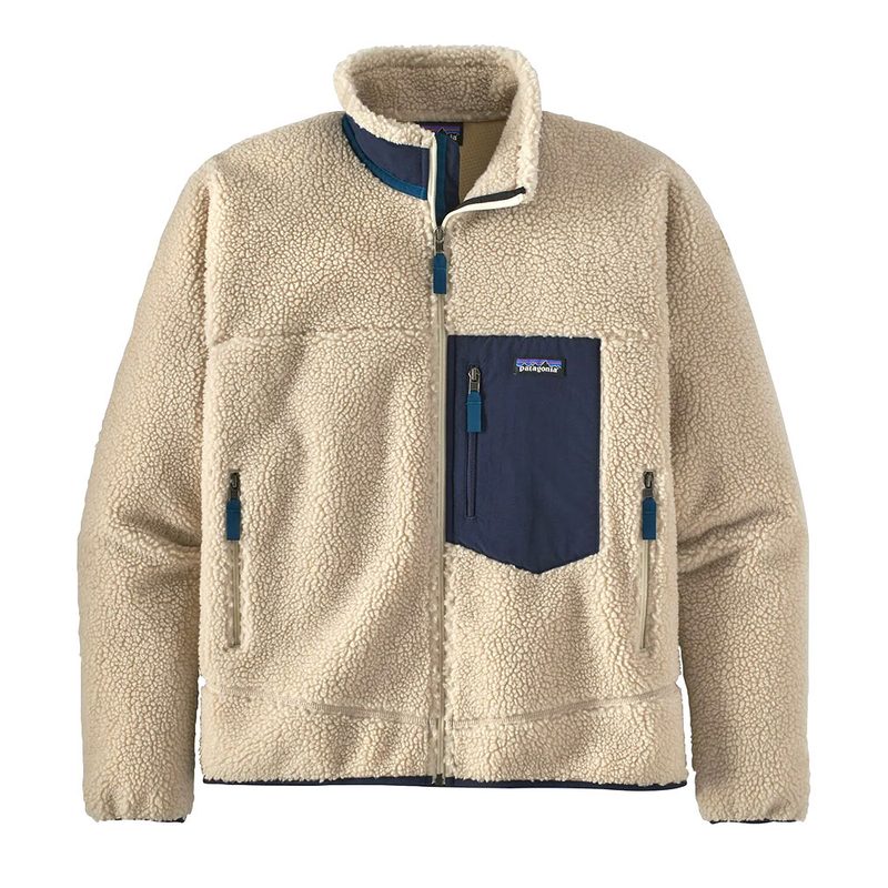 Patagonia Men’s Classic Retro-X Fleece Jacket in Natural on a white background.