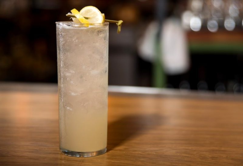 Pear Brandy Collins in a glass
