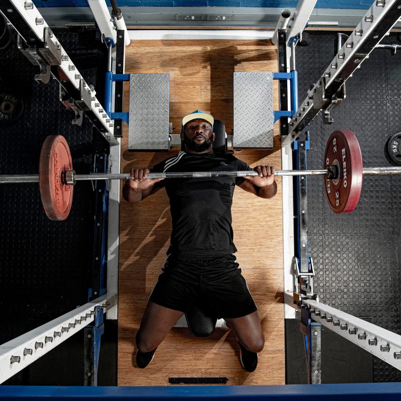 Man doing chest exercises