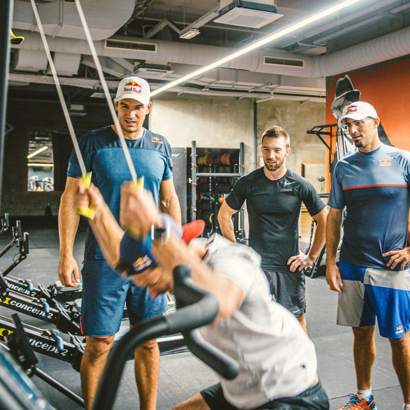 Men working out together