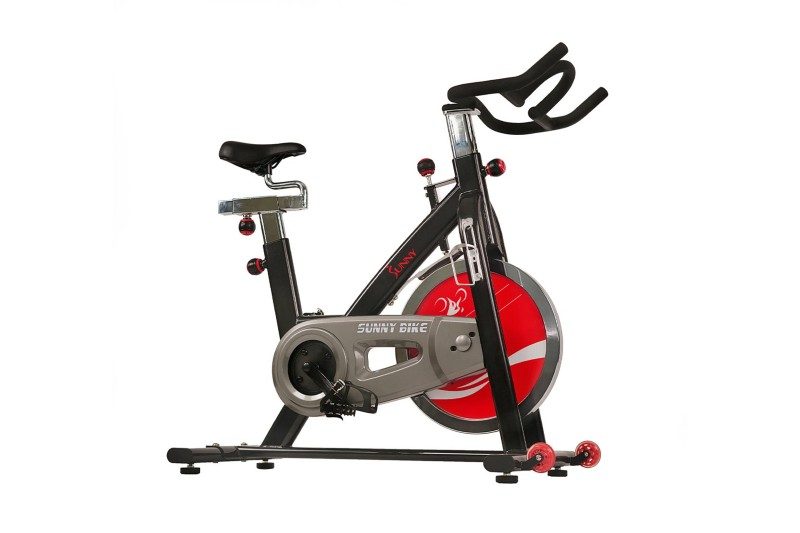 Sunny Health & Fitness Indoor Exercise Cycling Bike on a white backdrop.