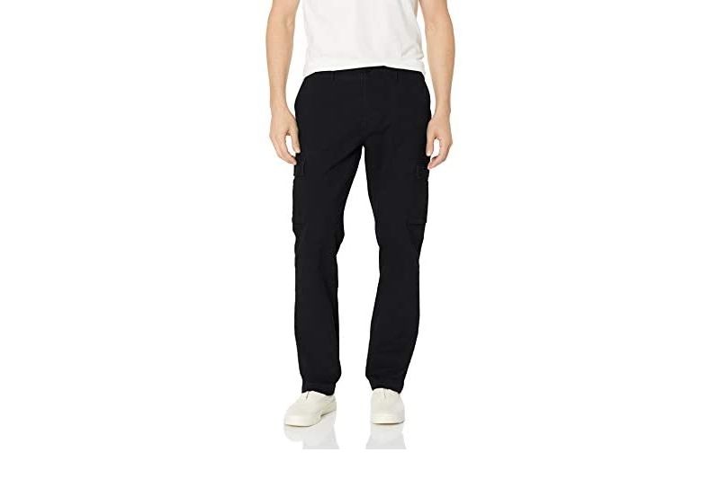 Amazon Essentials Slim-Fit Stretch Cargo Pants in black.