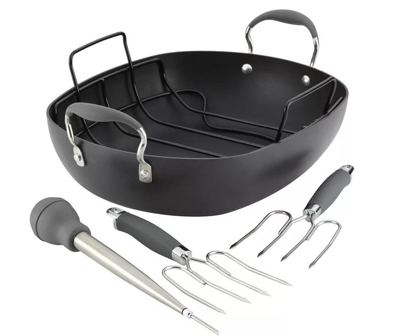 Product image of the Anolon 16 in. Non-Stick Hard Anodized Aluminum Roasting Pan.