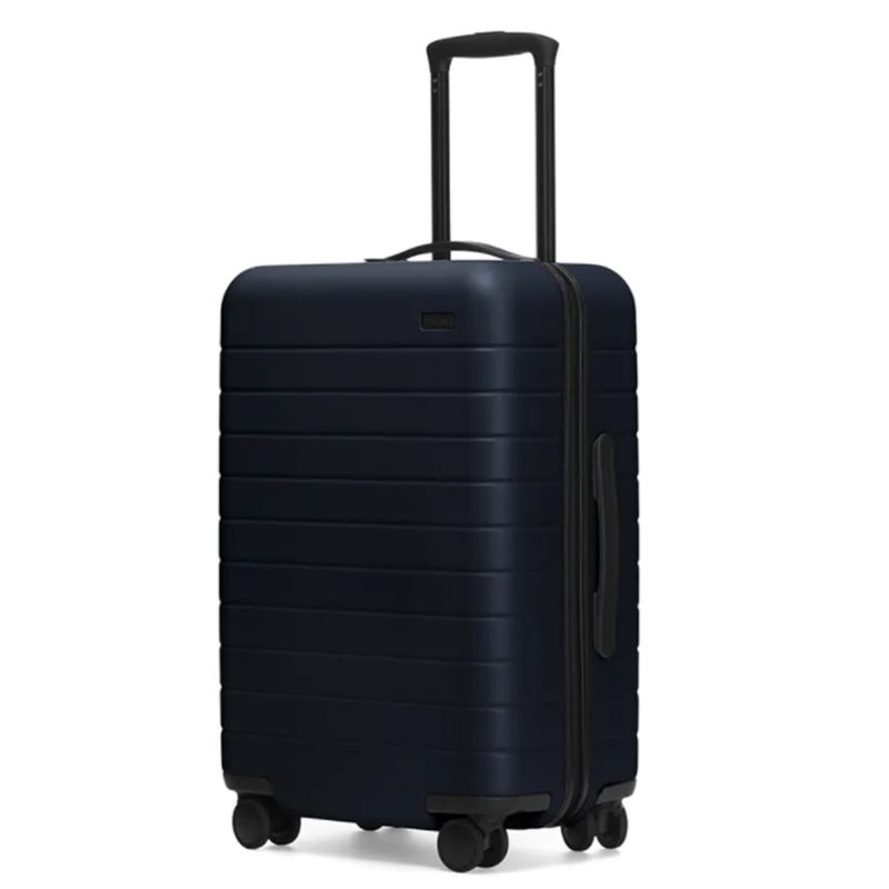 Black suitcase on a white background.