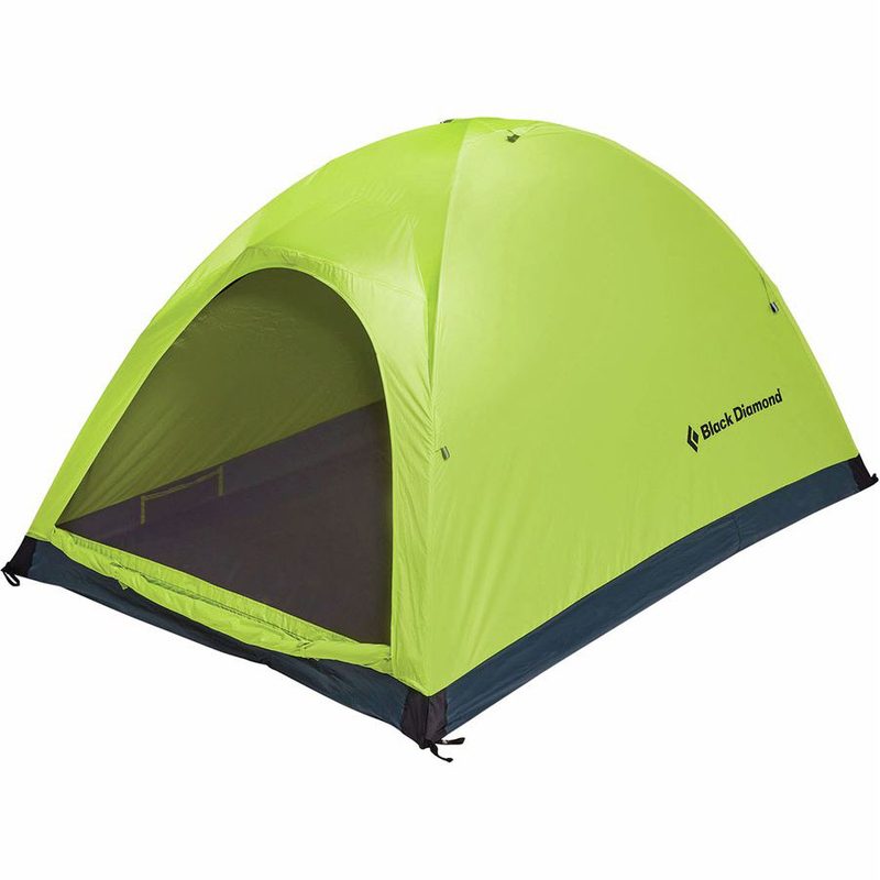 Lime green Black Diamond Firstlight 3P Tent on a white backdrop.
