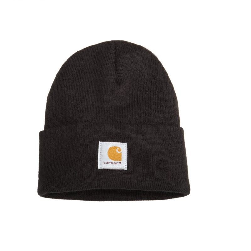 Black beanie on a white background.