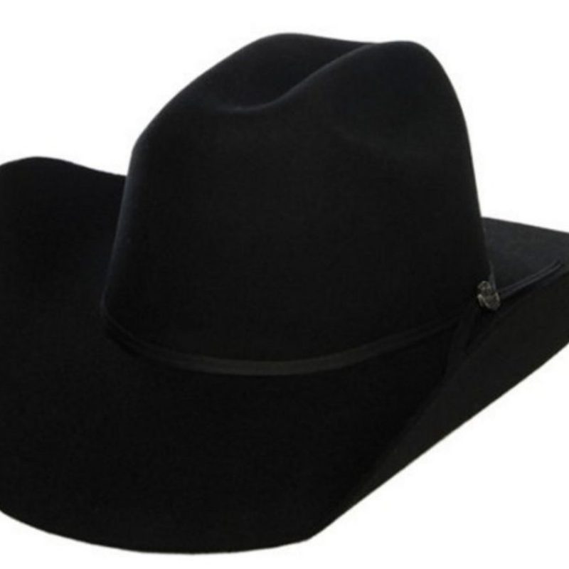 A black Cavender's Cowboy Collection 2X Black Wool Cowboy Hat on white background.