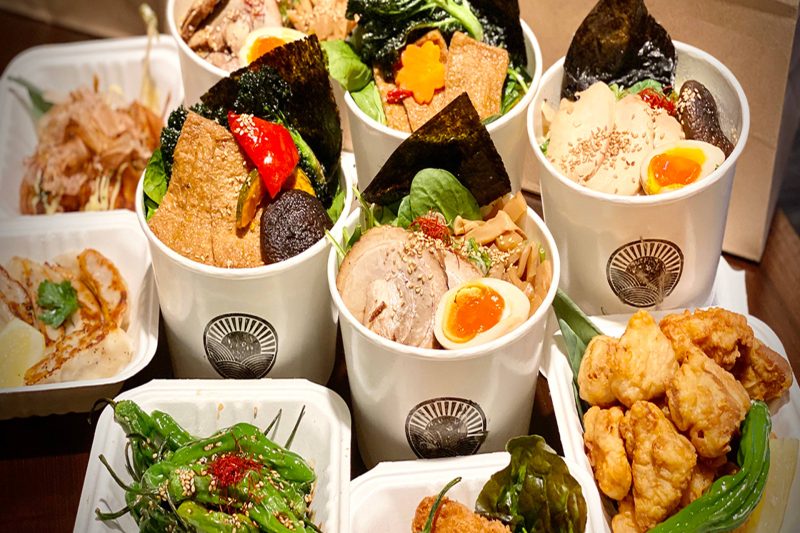 Assortment of ramen-based food