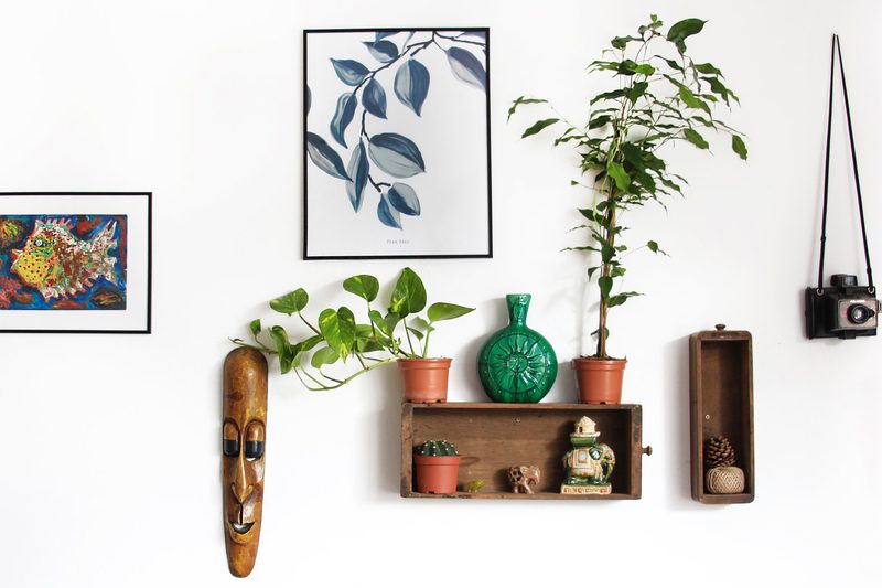 Art gallery wall of global inspired decor