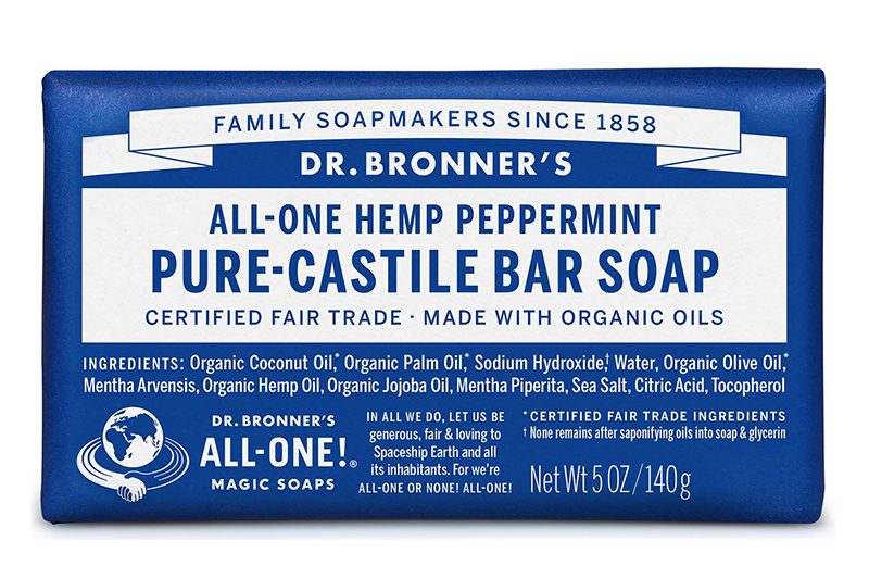 Dr. Bronner’s All-One Hemp Peppermint Pure-Castile Bar Soap.