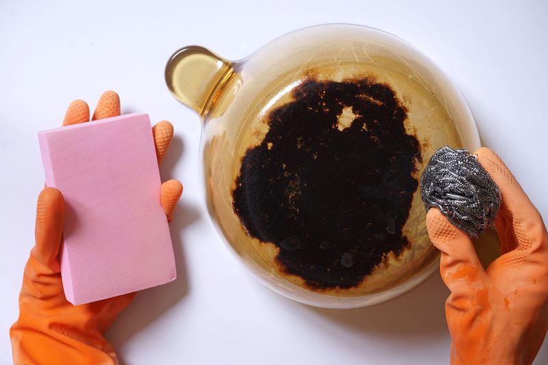 Getting ready to clean a burnt pot