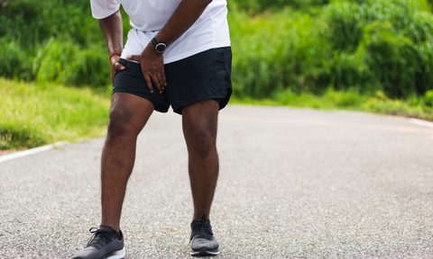 A man with chafing on his leg