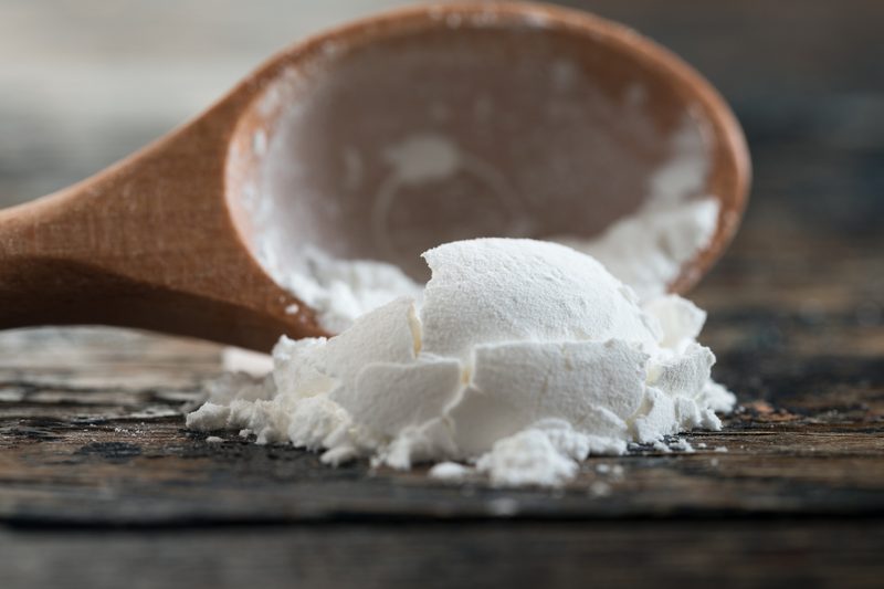Cornstarch spilled from a teaspoon