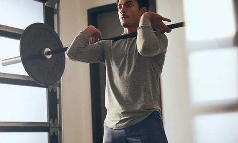 man wearing Lululemon workout clothes