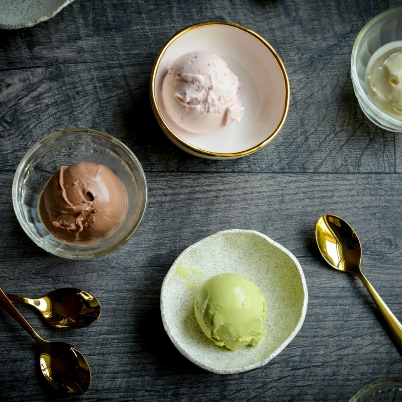 Four bowls of sorbet