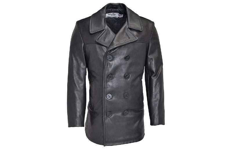 Schott NYC Leather Naval Peacoat