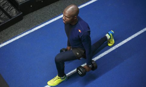 Lunge with dumbbells