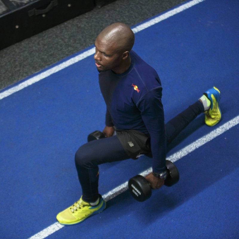 Lunge with dumbbells