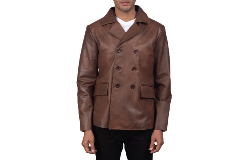 The Jacket Maker Mr. Bailey Leather Naval Peacoat