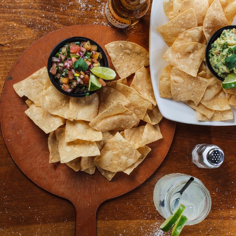 Chips with guacamole and pico de gallo