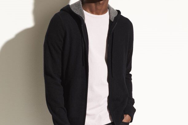 Vince Men's Cashmere Full Zip Hoodie.