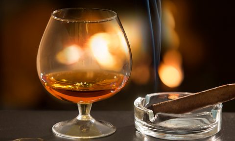 Brandy glass and cigar