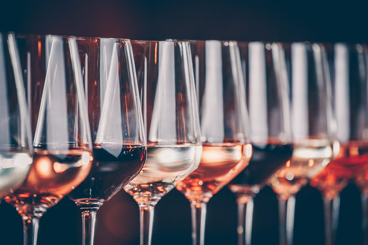 Glasses of wine lined up