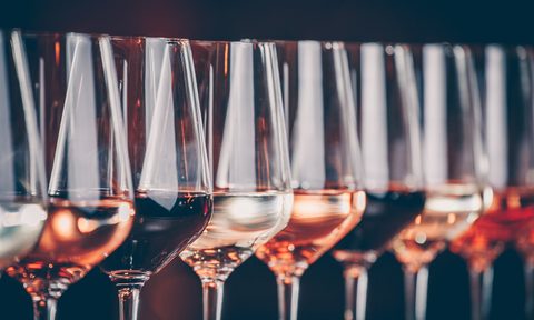 Glasses of wine lined up