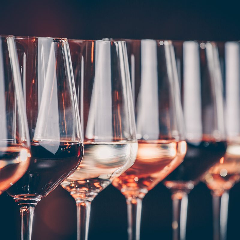 Glasses of wine lined up