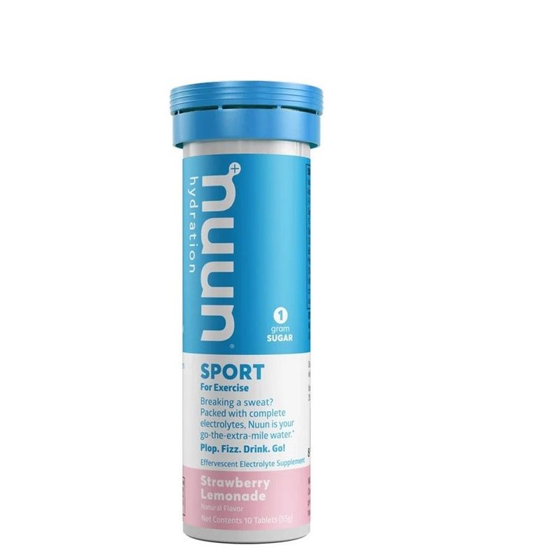 A tube of Nuun Sport, For Exercise on white background.