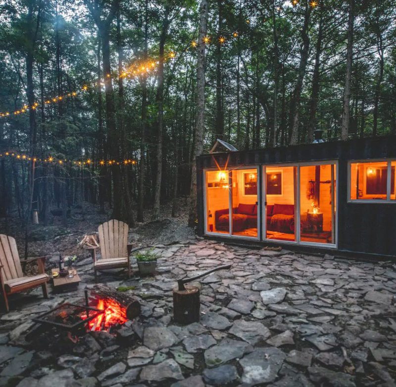 The Tiny Container Cabin Vacation Rental in the Catskills.
