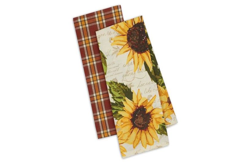 Design Imports Set of 2 Rustic Sunflower Dishtowel