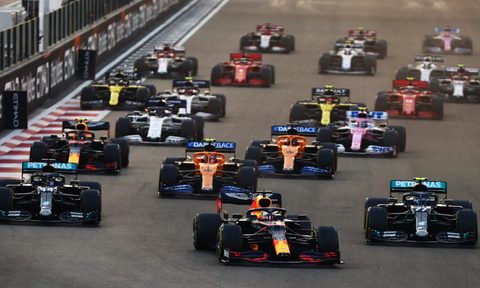 Cars on the track during the Formula One Abu Dhabi 2020 Grand Prix