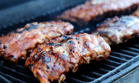 Close-up of meat on a barbecue grill